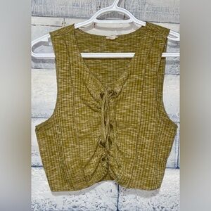 Garage Olive Lace-Up Tank Top Sz Large
